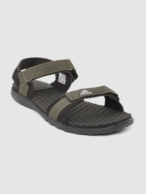 

ADIDAS Men Black & Green Woven Design Elevate 2018 Sports Sandals