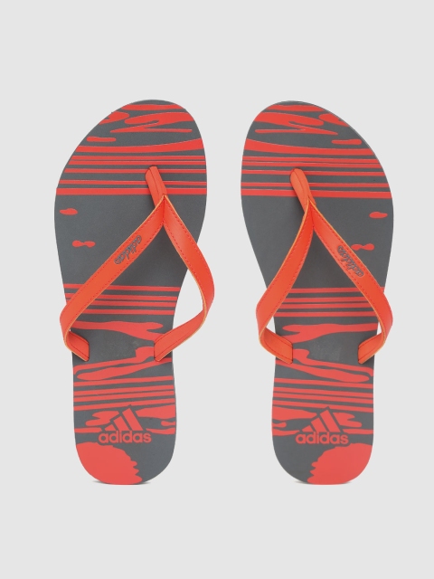 

ADIDAS Women Orange & Charcoal Grey Printed Thong Flip-Flops