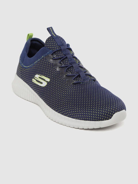 

Skechers Men Navy Blue & Green Woven Design Elite Flex Training Shoes