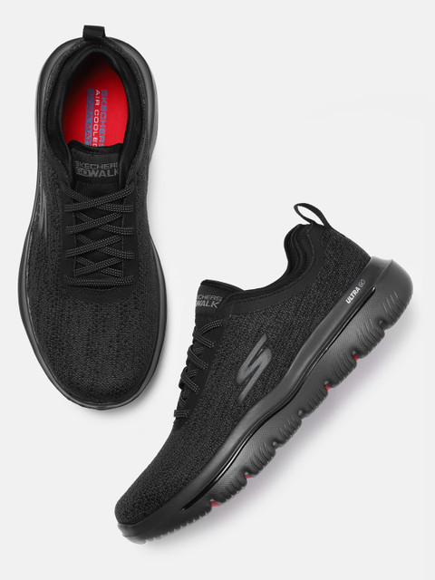 

Skechers Men Black GO WALK EVOLUTION ULTRA LOGIC Textile Walking Shoes