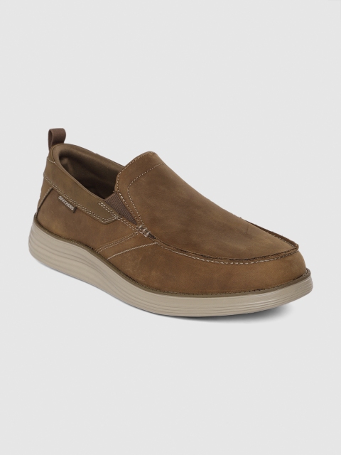 

Skechers Men Brown STATUS 2.0 Leather Slip-on Shoes
