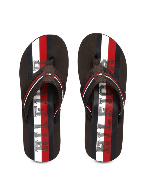 

Tommy Hilfiger Men Coffee Brown Striped Thong Flip-Flops