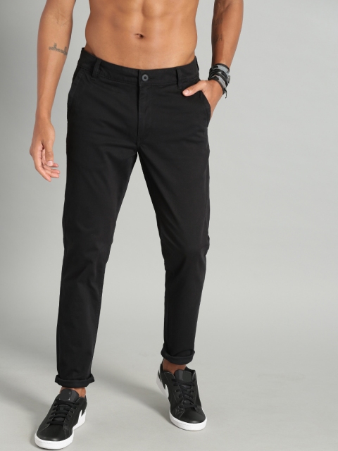 

The Roadster Lifestyle Co Men Black Solid Trousers