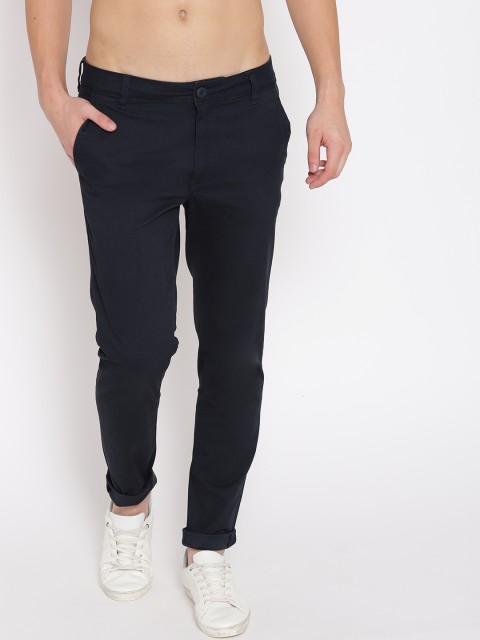 

The Roadster Lifestyle Co Men Navy Blue Regular Fit Solid Regular Trousers