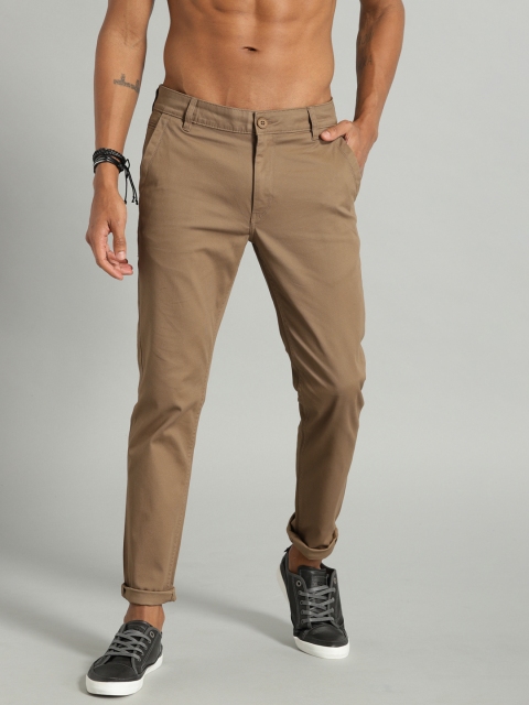 

Roadster Men Khaki Brown Regular Fit Solid Regular Trousers