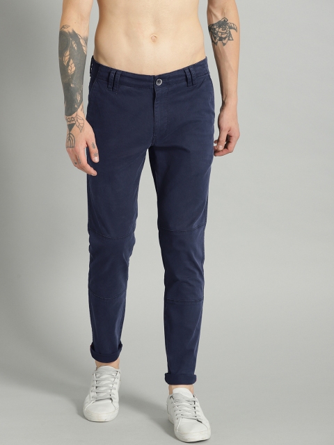 

Roadster Men Navy Blue Tapered Fit Solid Chinos