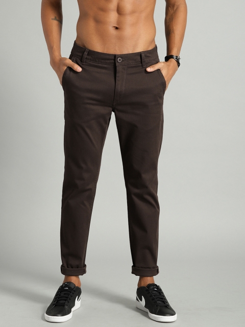 

The Roadster Lifestyle Co Men Brown Regular Fit Solid Regular Trousers
