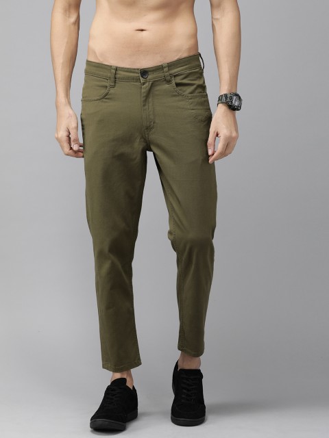 

The Roadster Lifestyle Co Men Olive Green Regular Fit Solid Chinos
