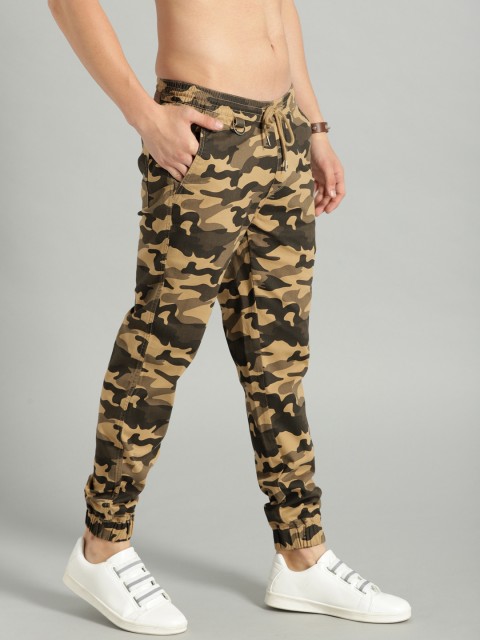 

The Roadster Lifestyle Co Men Khaki & Olive Green Regular Fit Printed Joggers