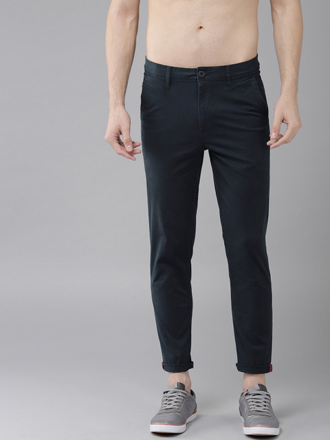 

Roadster Men Navy Blue Slim Tapered Fit Solid Regular Trousers