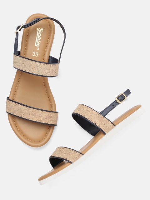 

Roadster Women Beige Printed Open Toe Flats