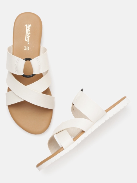 

The Roadster Lifestyle Co Women White Solid Open Toe Flats