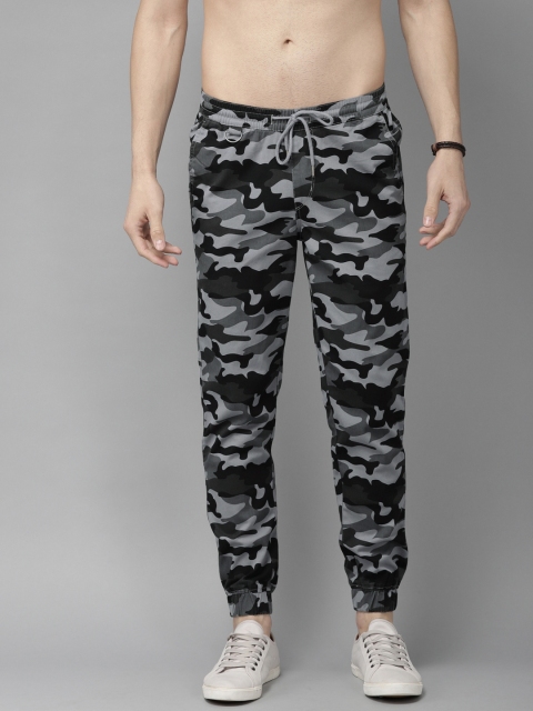 

The Roadster Lifestyle Co Men Grey & Black Regular Fit Camouflage Printed Joggers