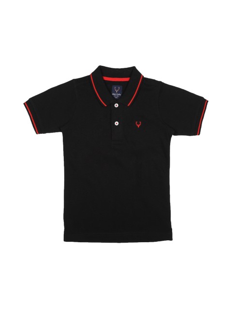 

Allen Solly Junior Boys Black Solid Polo Collar Pure Cotton T-shirt