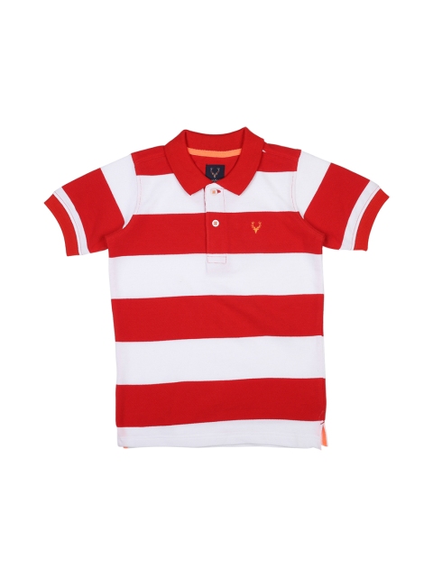 

Allen Solly Junior Boys Red Striped Polo Collar Pure Cotton T-shirt