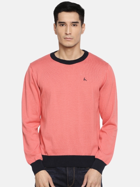 

Parx Men Coral Pink Solid Sweater