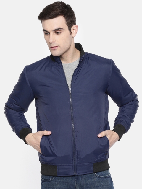 

Parx Men Navy Blue Solid Bomber