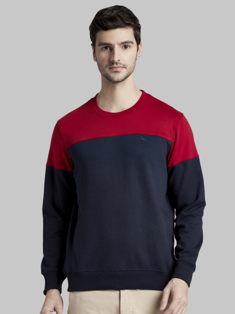

Parx Men Navy Blue & Red Colourblocked Sweatshirt