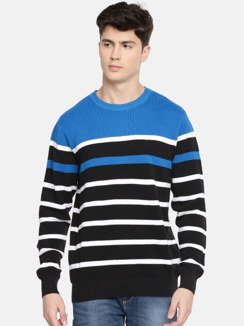 

Parx Men Blue & White Striped Sweater