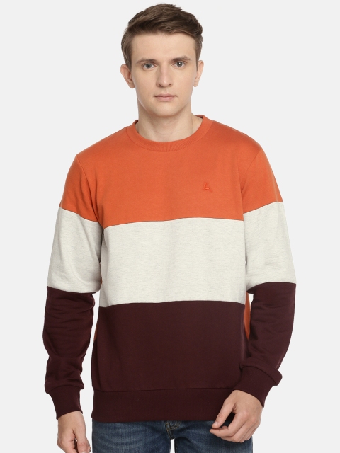 

Parx Men Rust Orange & Brown Colourblocked Sweatshirt