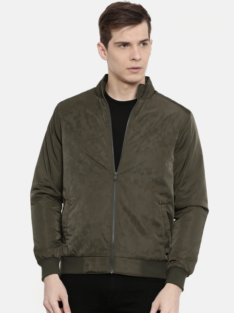

Parx Men Olive Green Camouflage Printed Bomber Jacket