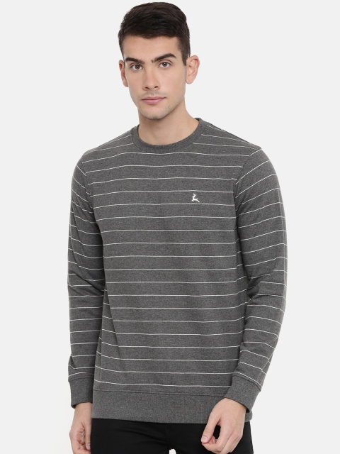 

Parx Men Grey & Off-White Striped Sweatshirt