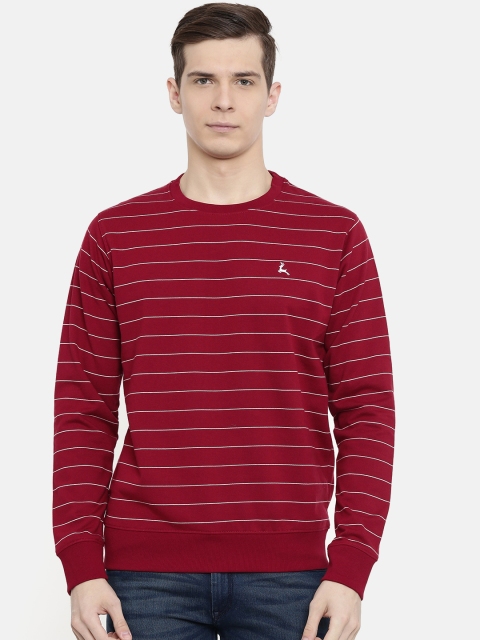 

Parx Men Maroon & White Striped Sweatshirt
