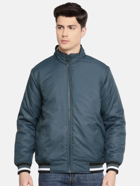 

Parx Men Teal Blue Solid Bomber Jacket