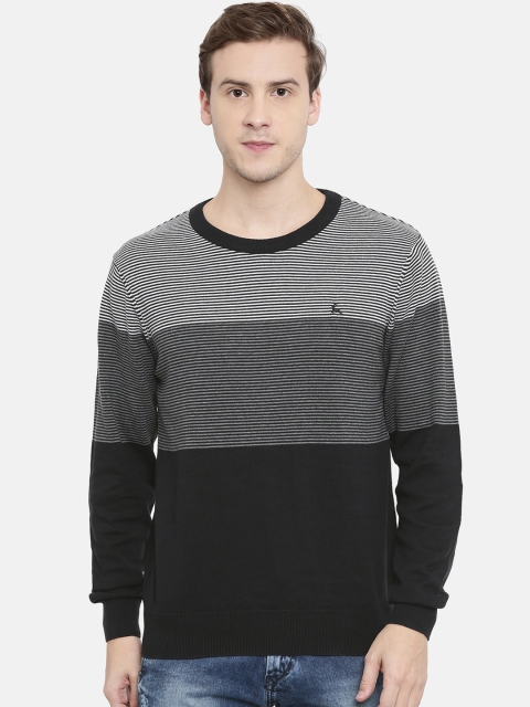 

Parx Men Navy Blue & Grey Striped Sweater