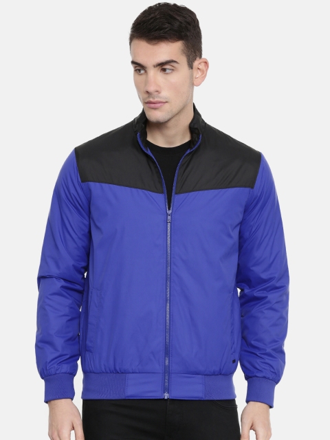

Parx Men Blue & Black Colourblocked Bomber Jacket