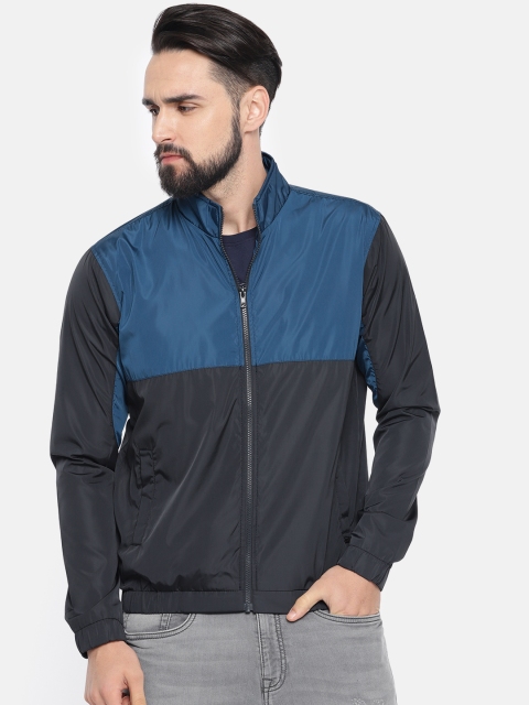 

Parx Men Navy Blue Colourblocked Bomber Jacket