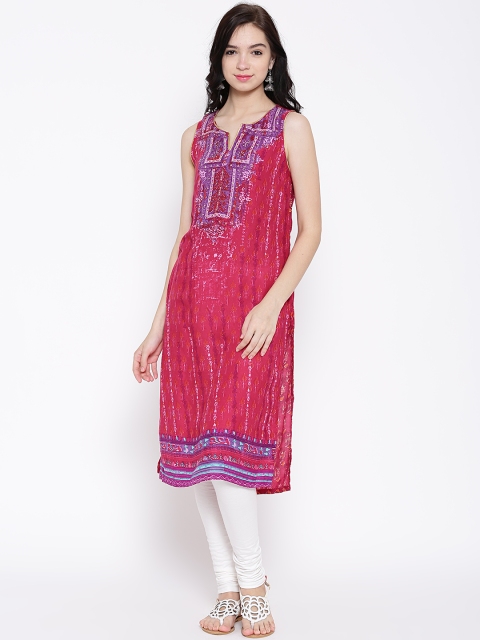 

BIBA OUTLET Pink Printed Kurta