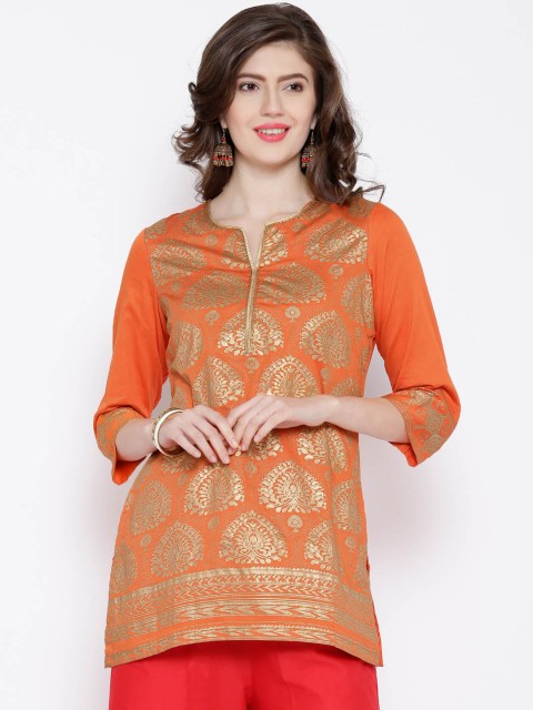 

BIBA OUTLET Orange Printed Kurti