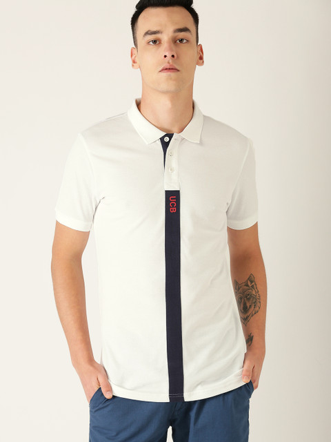 

United Colors of Benetton Men White Solid Polo Collar T-shirt