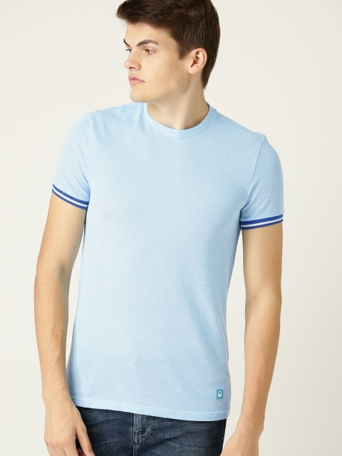 

United Colors of Benetton Men Blue Solid Round Neck T-shirt