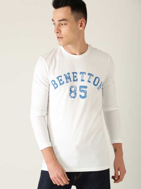 

United Colors of Benetton Men White Printed Round Neck T-shirt