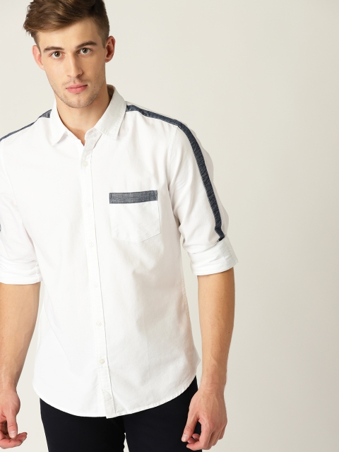 

United Colors of Benetton Men White Slim Fit Solid Casual Shirt