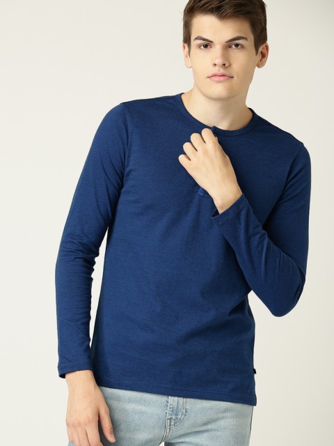 

United Colors of Benetton Men Navy Solid Henley Neck T-shirt, Navy blue