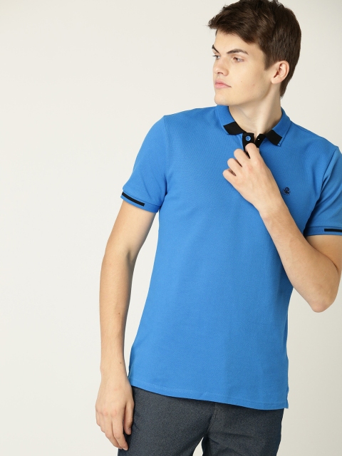 

United Colors of Benetton Men Blue Solid Polo Collar T-shirt
