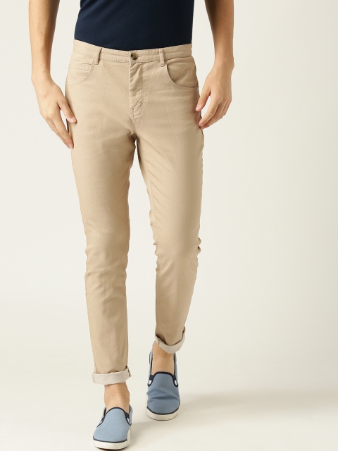 

United Colors of Benetton Men Beige Tapered Fit Solid Regular Trousers