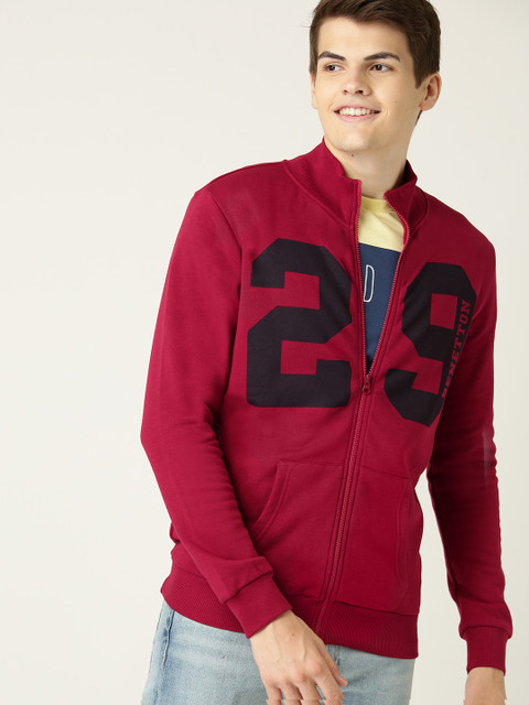 

United Colors of Benetton Men Red & Black Printed Sweatshirt