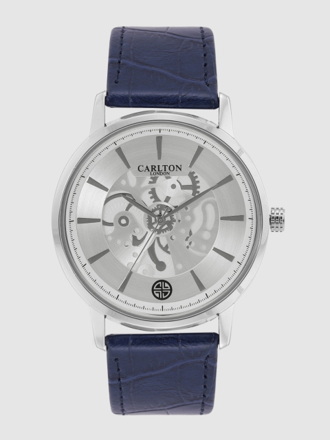 

Carlton London Men Silver-Toned Skeleton Analogue Watch CG034SWHB