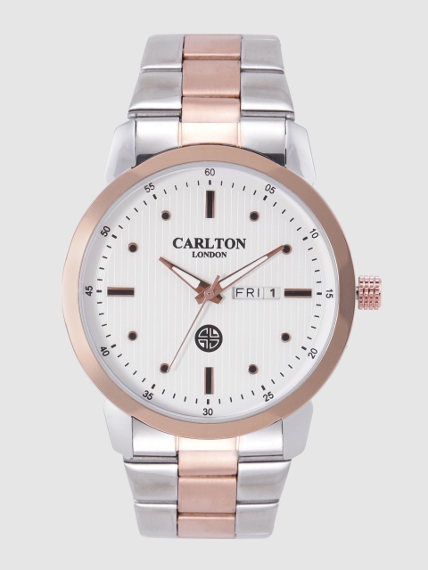 

Carlton London Men White Textured Analogue Watch CG036RWHR