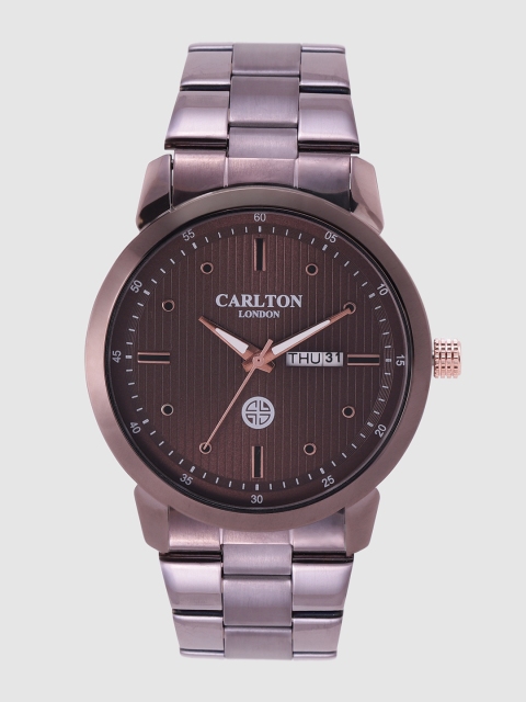 

Carlton London Men Coffee Brown Textured Analogue Watch CG036BBRB