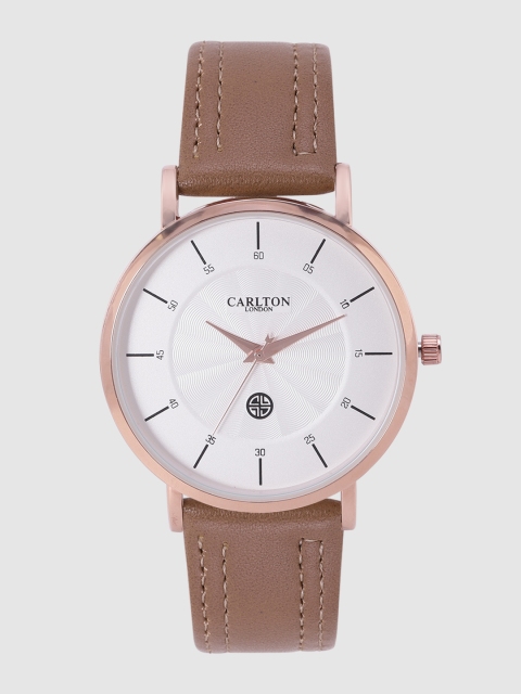 

Carlton London Men Off-White Textured Analogue Watch CG033RWHB