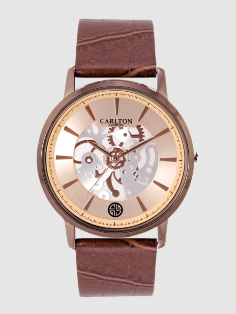 

Carlton London Men Silver-Toned & Rose Gold-Toned Analogue Watch CG034BROB