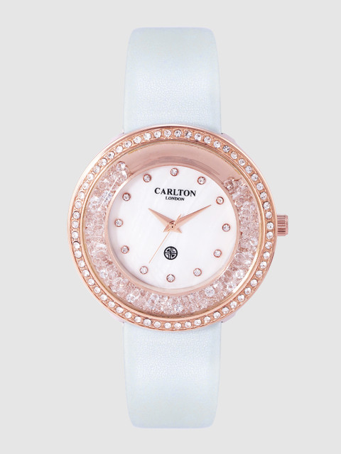 

Carlton London Women White Embellished Analogue Watch CL015RMOt