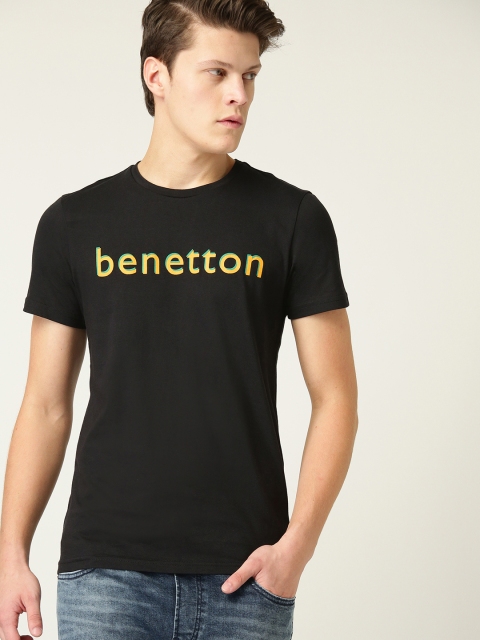

United Colors of Benetton Men Black Printed Detail Round Neck T-shirt