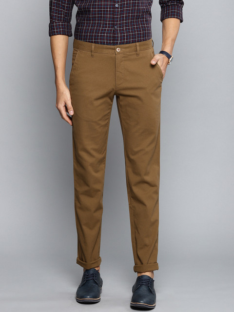 

Louis Philippe Sport Men Khaki Slim Fit Self Design Smart Casual Chinos