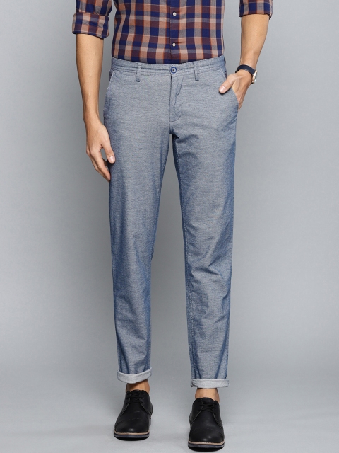

Louis Philippe Sport Men Blue Slim Fit Self Design Smart Casual Chinos